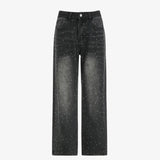 Calça Jeans Cintura Alta com Strass preto MILAYD