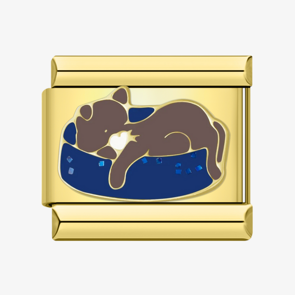 Charm Soneca de gato dourado